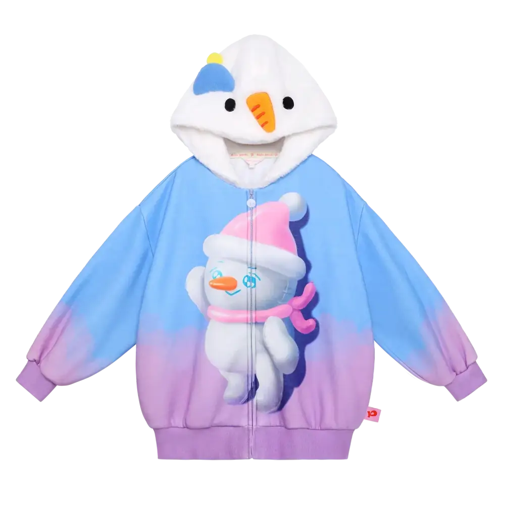 Mousse Snowman & Candy Bunny Ombre Fleece Hoodie Jacket - 110cm / Blue