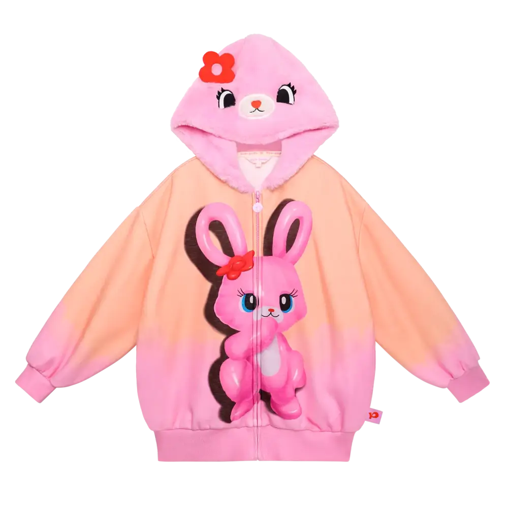 Mousse Snowman & Candy Bunny Ombre Fleece Hoodie Jacket - 110cm / Pink