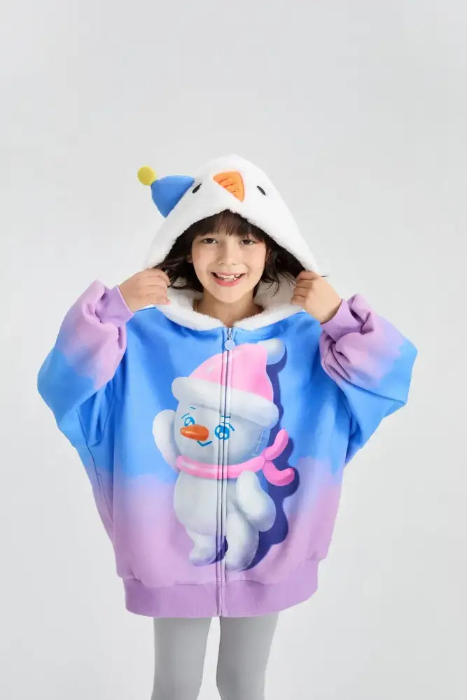Mousse Snowman & Candy Bunny Ombre Fleece Hoodie Jacket