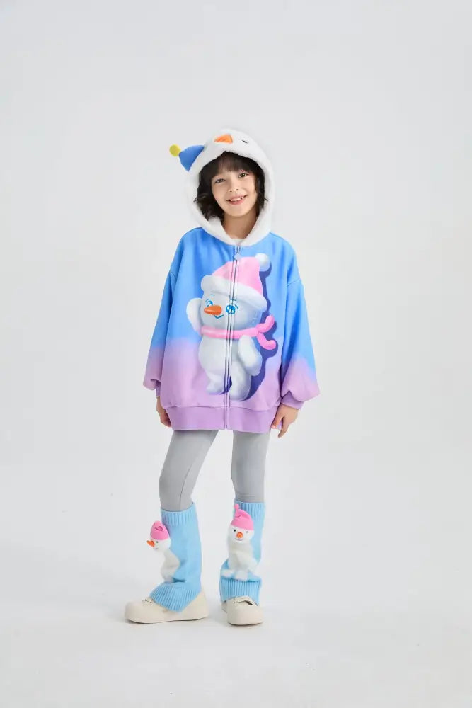 Mousse Snowman & Candy Bunny Ombre Fleece Hoodie Jacket
